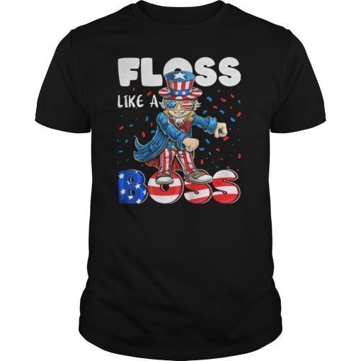 Floss Like a Boss Flossing Uncle Sam 4th of July Shirt Kids