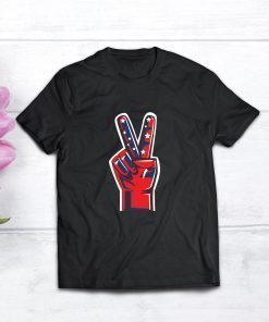 Fourth 4th of July Shirt American Flag Peace Sign Hand Tee T-Shirts