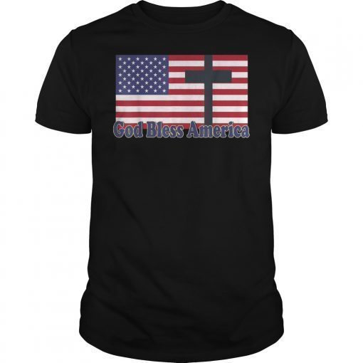 God Bless America Patriotic Flag with Cross T-shirt