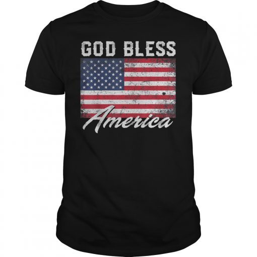 God Bless America USA Flag 4th of July Patriotic T-Shirt
