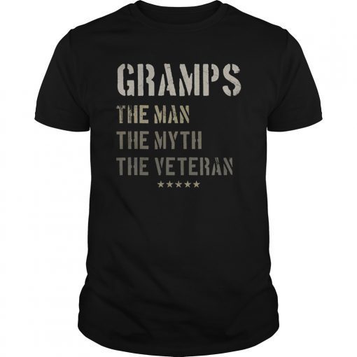 Gramps Man Myth Veteran Fathers Day Gift Retired Military T-Shirt