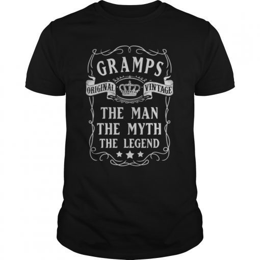 Gramps Shirt Gift Man Myth Legend Tee Birthday, New Pregnancy Reveal Announcement Gift, Fathers Day