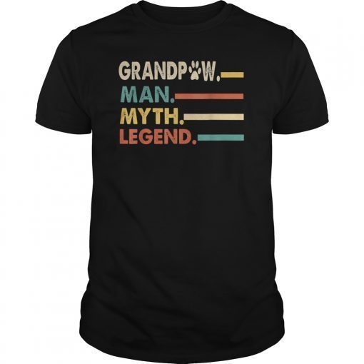 Grandpaw Man Myth Legend Gift For Mens Grandpa Retro Vintage Tee Shirt