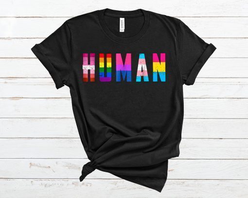 HUMAN Flag LGBT Gay Pride Month Transgender Men's And Women's T-Shirt