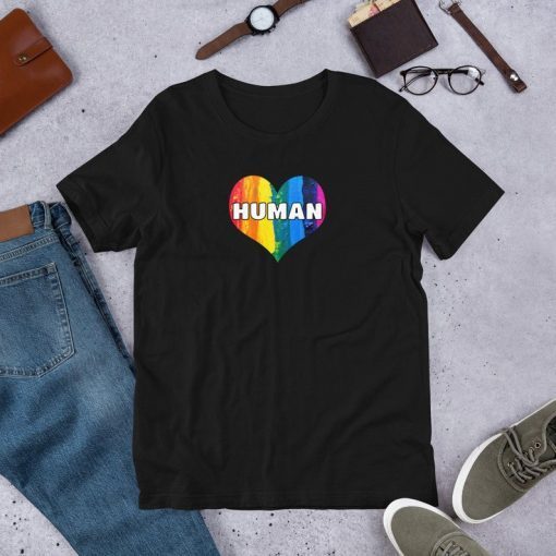HUMAN Flag LGBT Gay Pride Month Transgender Unisex T-Shirt