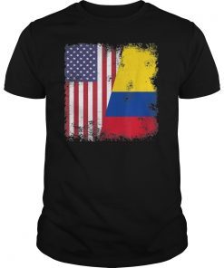 Half Colombian Flag T-Shirt-Vintage Colomobia USA Gift