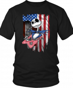 JACK SKELLINGTON AMERICAN FLAG INDEPENDENCE DAY T-SHIRT