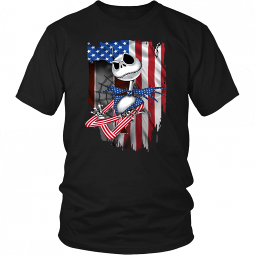 JACK SKELLINGTON AMERICAN FLAG INDEPENDENCE DAY T-SHIRT