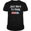 Just Here to Bang Funny Fireworks 4th of July Pun Meme Joke T-Shirt