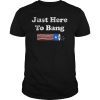 Just Here to Bang Funny Fireworks 4th of July Pun Meme Joke T-Shirt