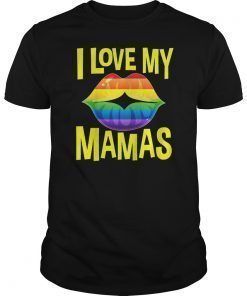 Kids I Love My Mamas Gay Moms Baby Clothes LGBT Lips Flag Pride T-Shirts