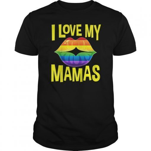 Kids I Love My Mamas Gay Moms Baby Clothes LGBT Lips Flag Pride T-Shirts