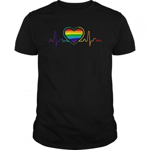 LGBT Heartbeat Rainbow For Pride Day 2019 Gift T-Shirt