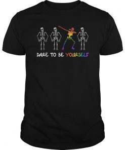 LGBT Pride Skeleton Dabbing Dare To Be Yourself Gifts T-Shirt