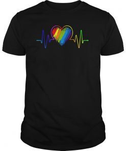 LGBT Rainbow Heartbeat Tshirt Gay and Lesbian Pride