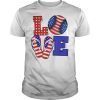 LOVE Baseball Softball Flip Flops USA Flag 4th Of July Tee Shirts