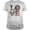 LOVE Golf Softball Flip Flops USA Flag 4th Of July T-Shirt