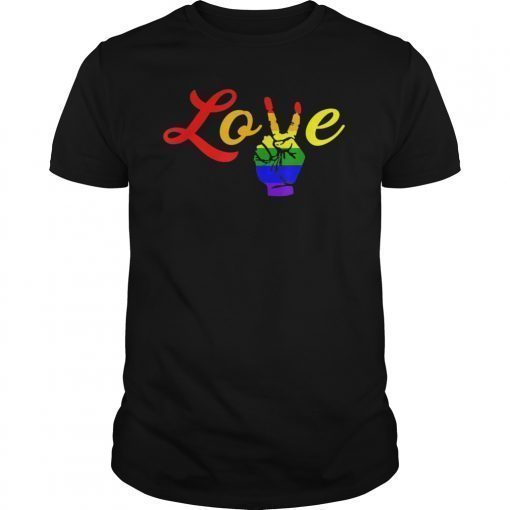 LOVE Peace Sign Rainbow Gay Pride Love Is Love T-Shirt