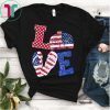 Love Camping USA Flag 4th of July Flip Flop Camper USA Flag Tee Shirt