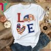 LOVE Camper Van Flip Flops USA Flag 4th of July Shirt