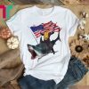 Donald Trump Riding Shark 4th Of July American Flag Shirt