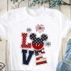 Love Mickey Mouse American Flag 4th of July T-Shirt