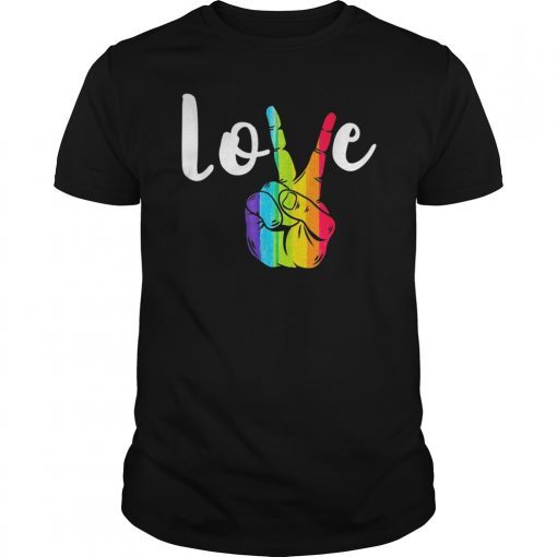 Love Peace Sign Rainbow LGBT Lesbian Gay Pride T-Shirt