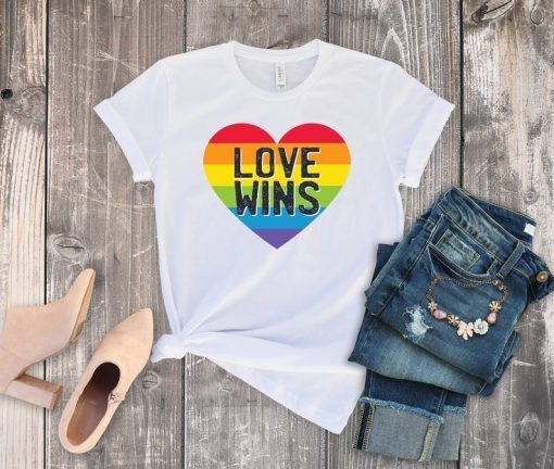 Love Wins LGBTQ Pride Shirt Rainbow Heart Pride Month Shirt Unisex Shirt