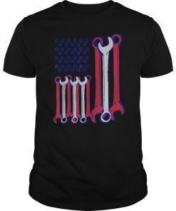 Mechanic Tools Red White Blue USA Flag T Shirt 4th Of July