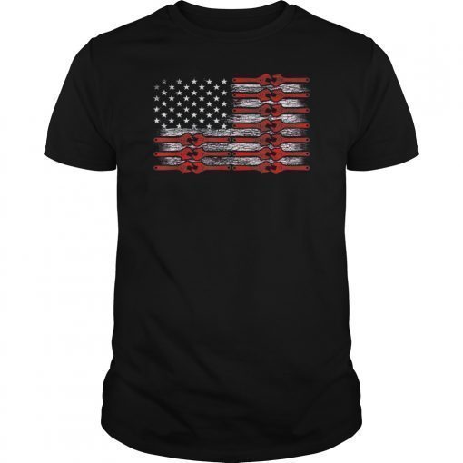 Mechanics American Pride Wrench Flag Design Patriotic T-Shirt