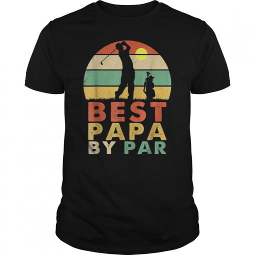 Mens Best Papa by Par Vintage Retro Golf Fathers Day Gift Tee Shirts