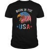 Mens Born In The USA American Pride Bald Eagle Patriotic July 4th T-Shirt