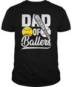 Mens Dad of Ballers Funny Baseball Softball Gift from Son for Men Tee Shirt