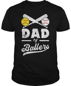 Mens Dad of Ballers Shirts Funny Baseball Softball Gift from Son T-Shirt