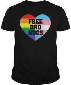 Mens Free Dad Hugs T Shirts Pride Gift LGBT Rainbow Flag Family