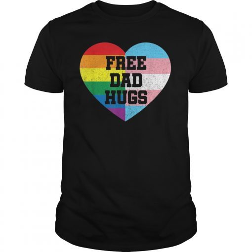 Mens Free Dad Hugs T Shirts Pride Gift LGBT Rainbow Flag Family