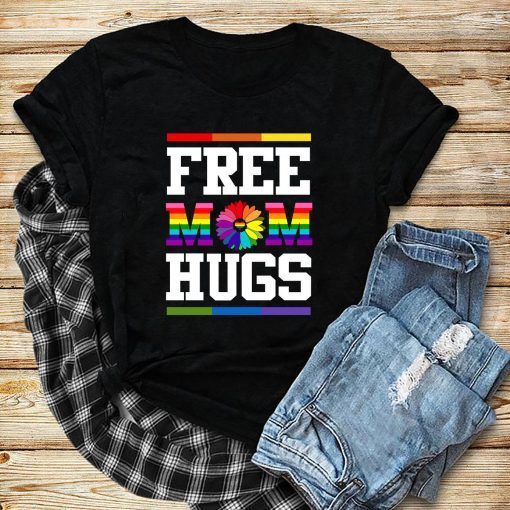 Mens Free Mom Hugs Shirt Love is Love LGBT Short Sleeve Unisex Tee Shirt