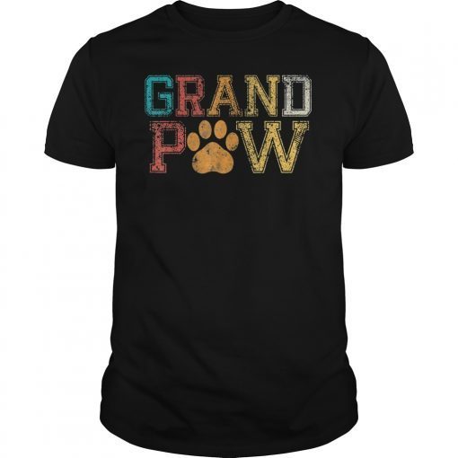 Mens Funny Dog Shirt Grand Paw Doggy Puppy Lover Grandpa Vintage T-Shirt