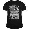 Mens I Am A Lucky Son I'm Raised By A Awesome Mom Tshirt Gift