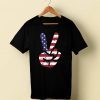 Patriotic Peace Sign Vintage American Flag T Shirt Victory Peace Hand Victory Sign Shirt