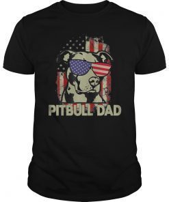 Pitbull Dad 4th of July American Flag T-Shirt