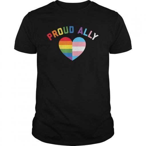 Proud Ally LGBT Rainbow Heart - Gay Pride Month T-Shirt