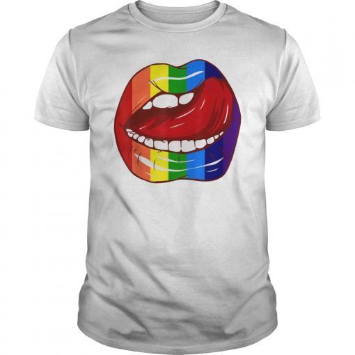 Rainbow Lip Licking Homosexual Lesbian Gay LGBT Pride Shirt