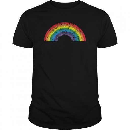 Rainbow Vintage Retro 80's Style Gay Pride Gift Tee Shirt