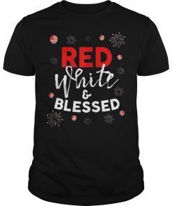 Red White & Blessed Firework Shirt 4th of July America Flag