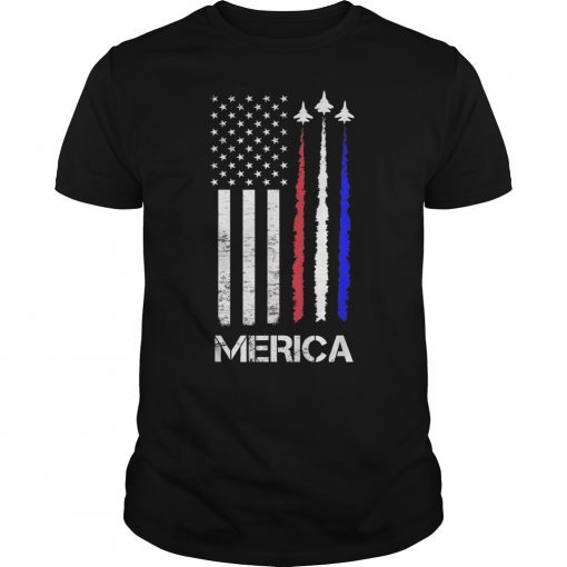 Red White Blue Air Force Flyover 4th Of July Gift Tee Shirts