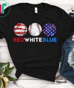 Red White Blue American Flag Baseball Softball 4th of July T-Shirt