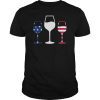 Red White Blue Glasses wine American Flag Shirt Patiotic Tee