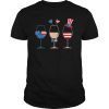 Red White Blue Wine Glasses Patriotic 4th Of July Tshirt