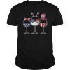 Red White Blue Wine Glasses US Flag 4th Of July Tee Shirt